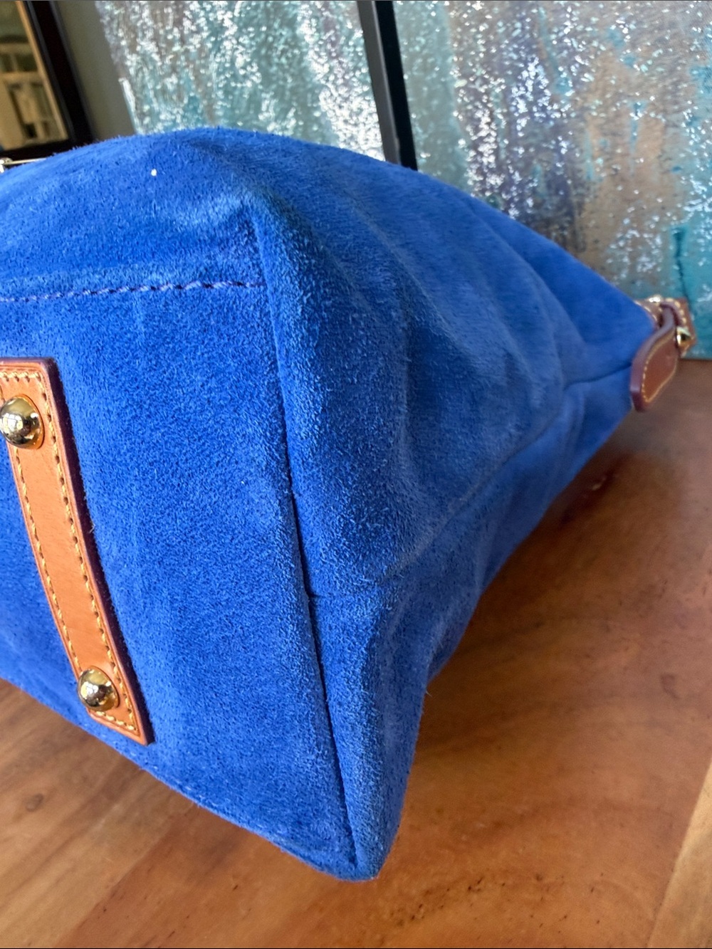 Dooney & Bourke Quiet Luxury 2020’s Italian Suede Hobo Bag Royal Blue EUC - Picture 11 of 16